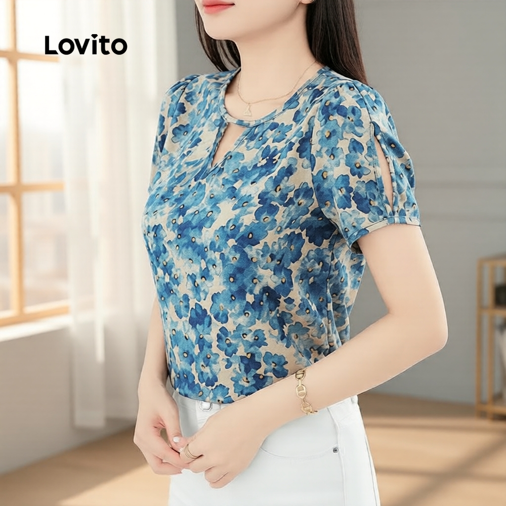 (NEW) Lovito Blusa Boho com Recorte - Blusa Primavera/verão para Mulheres L171ED020