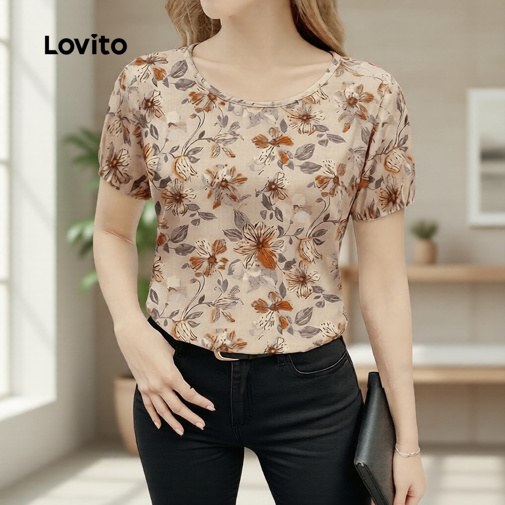 Lovito Blusa Casual Feminina para Primavera e Verão. L172ED1152 em Oferta na Shopee