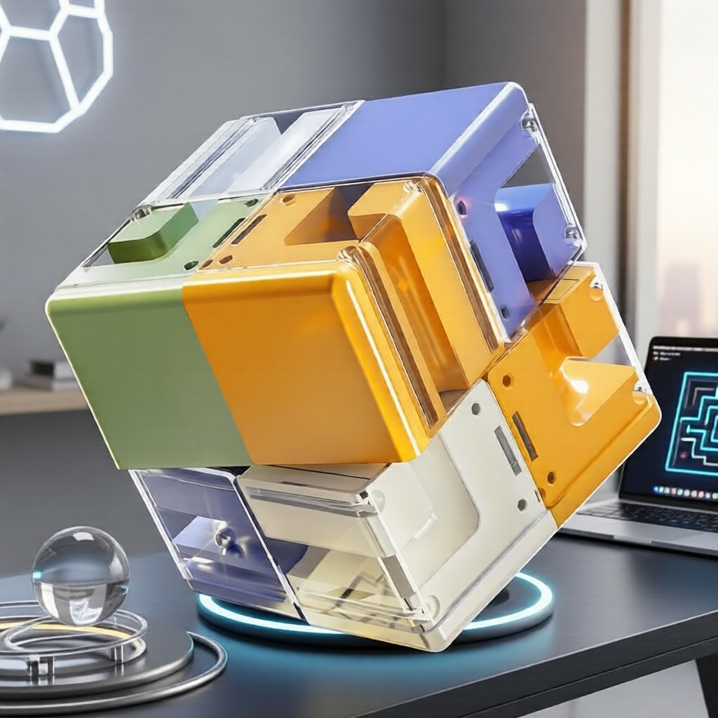 Cubo Mágico Labirinto 3D - Brinquedo de Quebra-Cabeça Sensorial com Bola Rolante, Alívio do Estresse, 2,76 pol, ABS,