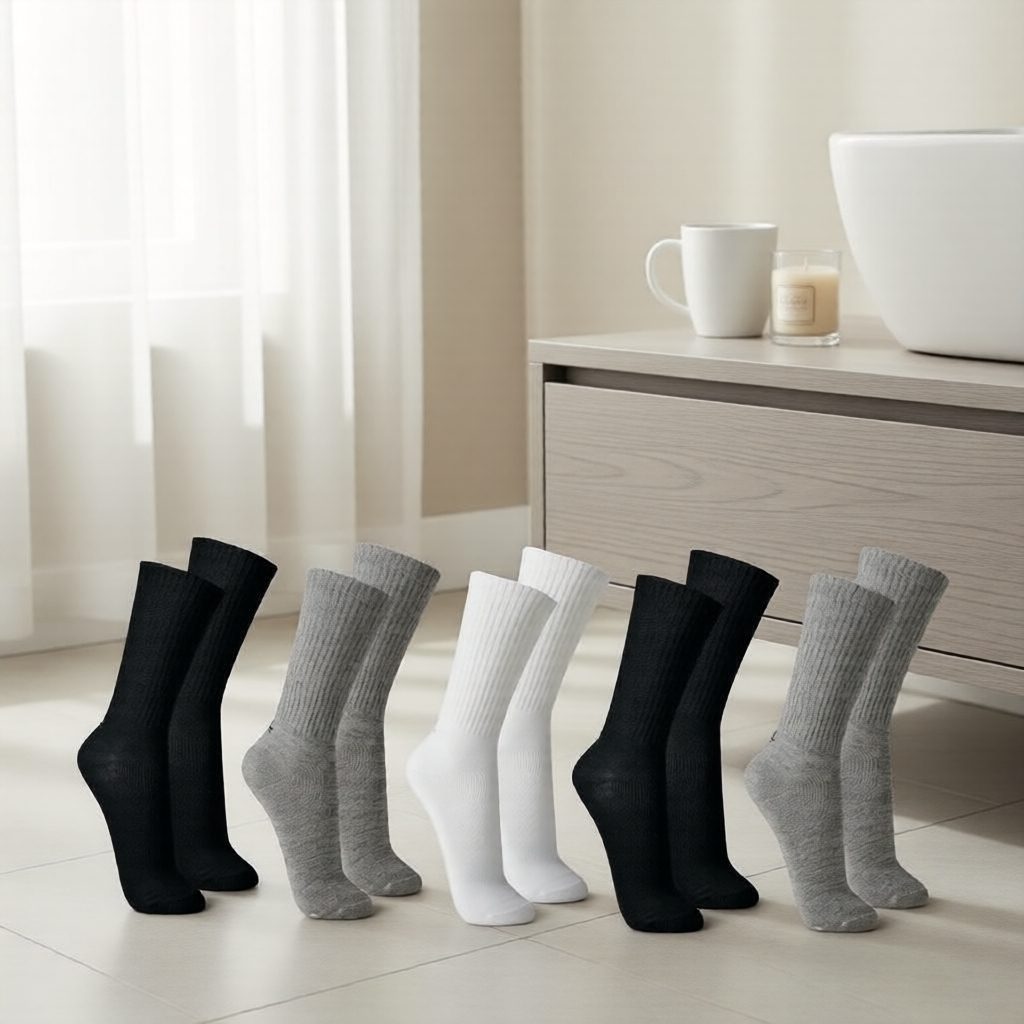  LUPO Meias Esportivas de Algodão Masculino Pacote Econômico com 9 Pares em Preto/Branco/Cinza