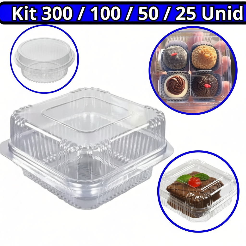 Potes para Docinhos 300/100/50/25 Embalagem Para Bolo Brigadeiro Sobremesas Quadrada ou Redonda