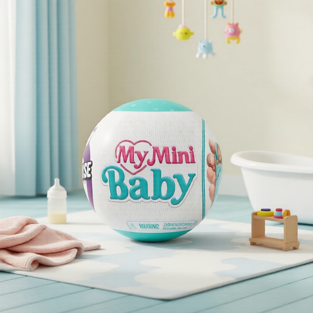 ZURU My Mini Baby Kit Surpresa com Boneca | Carrinho de Bebê com Bolinhas Arco-Íris + Canguru de Unicórnio + Acessórios