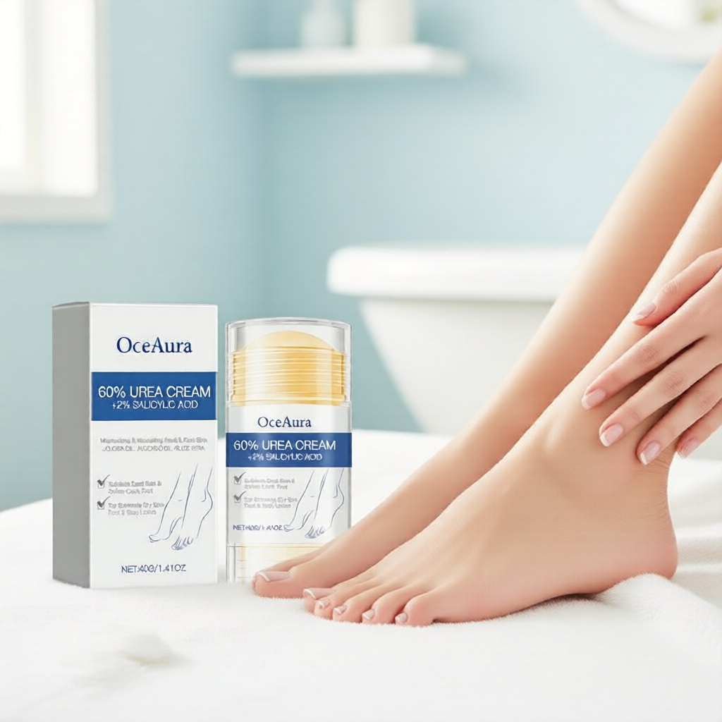 Bastão de Creme para Reparação de Pés – 60% Ureia e 2% Ácido Salicílico, Hidratação Intensa para Calcanhares Ásperos