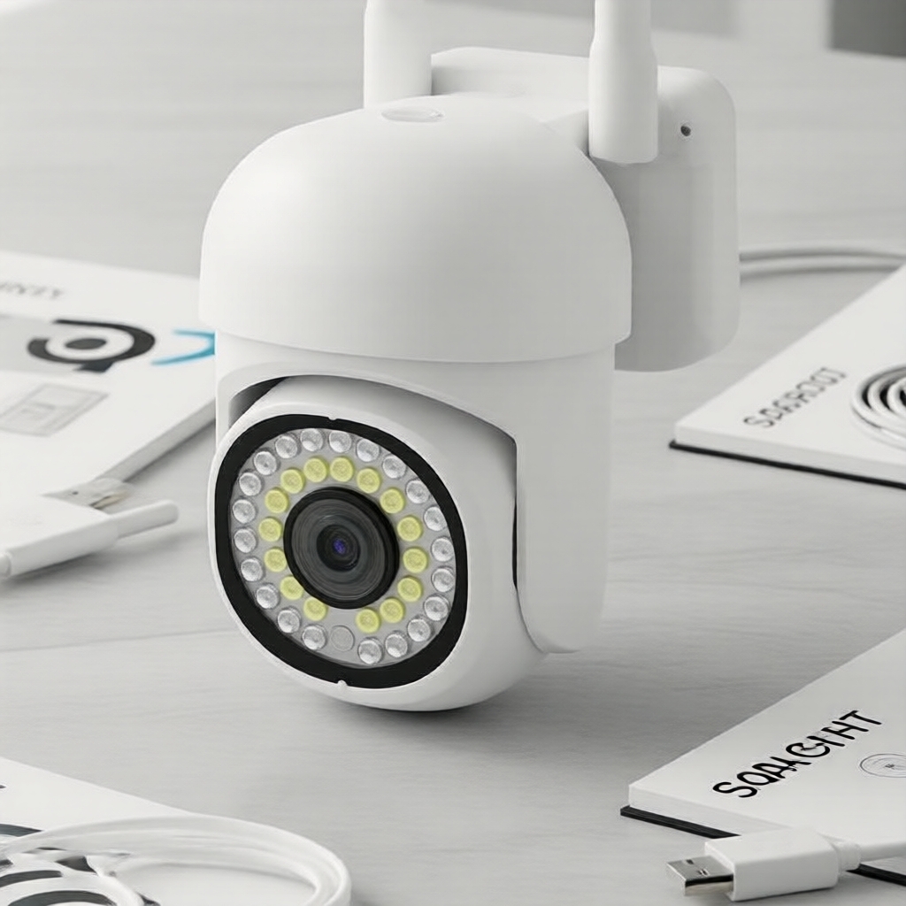 Câmera de Segurança Sem Fio 2.4G WiFi, Full HD, IR Noturno, Áudio Bidirecional, Acesso por Aplicativo, Sensor de