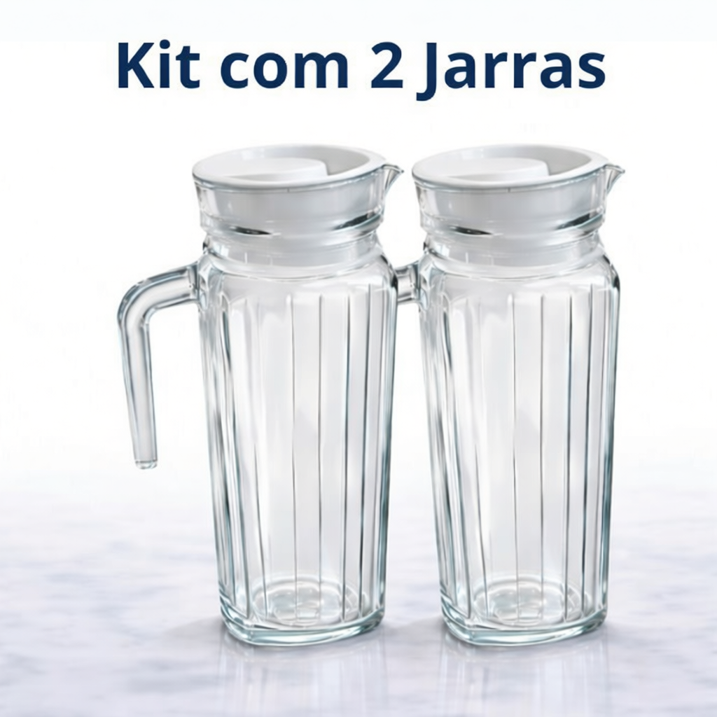 Jarra de Vidro Suiça 1L com Tampa Água Suco Vidro Resistente