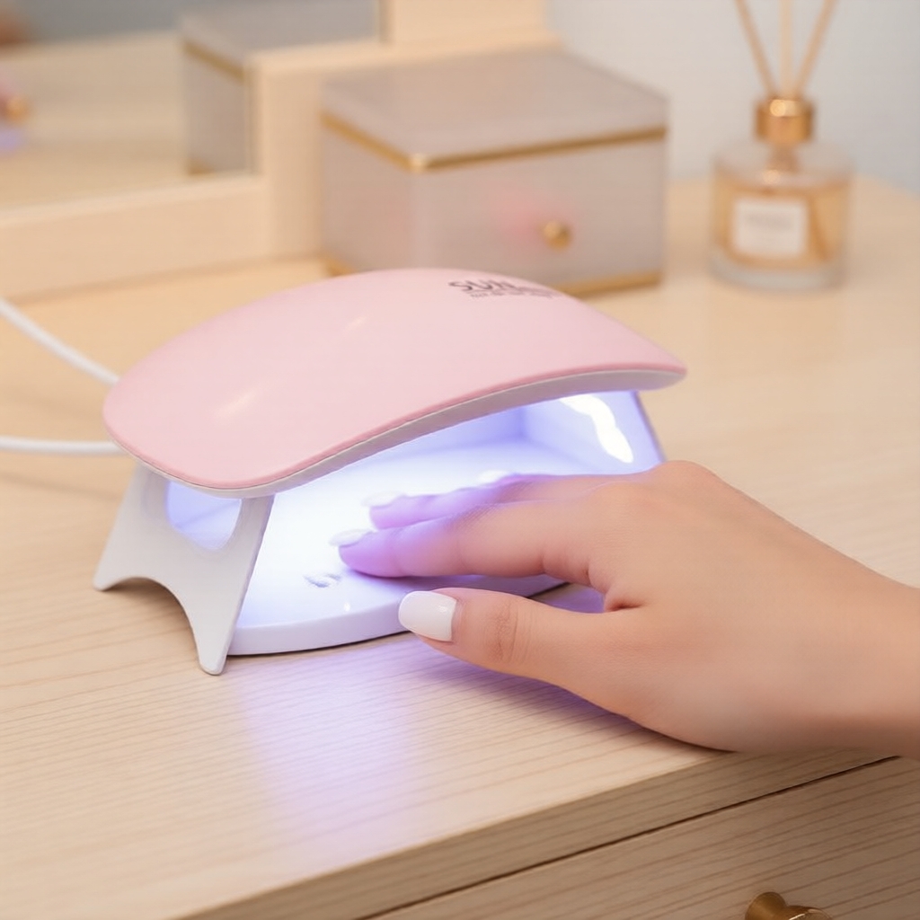 Mini lâmpada de unha LED UV Monja 6W rosa, portátil, dobrável, secador de esmalte em gel de cura rápida com carga USB.