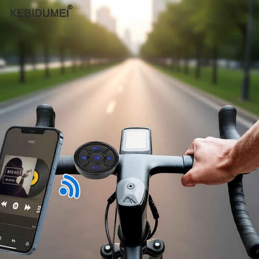 Controle Remoto Bluetooth 5 Botões para Volante Android/iOS, Controle de Mídia e Volume para Carro