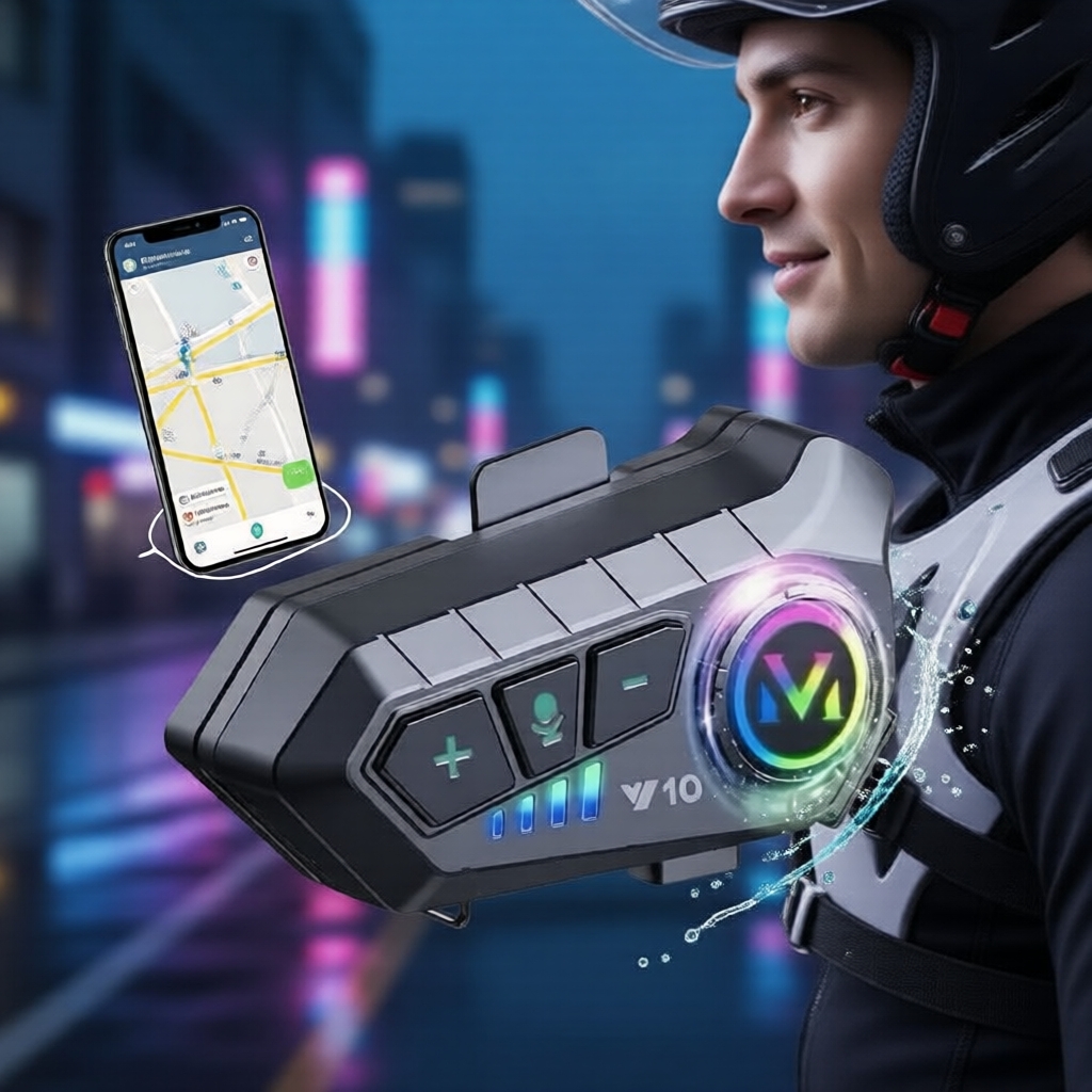 Fones de Ouvido Bluetooth sem Fio para Capacete de Motocicleta Y10 Hard Wheat, Cancelamento de Ruído Inteligente, À