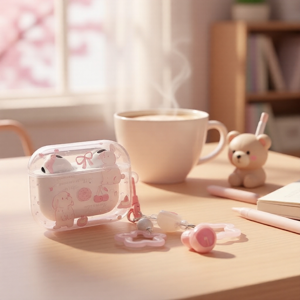 Chaveiro Fofo de Estrela de Coelho com Sino, Estojo para Fone de Ouvido para Airpods 1, 2, 3, 4, Pro, 2a Geração, Capa