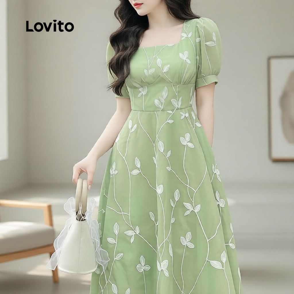 Lovito Vestido Feminino Plissado Casual Primavera/Verão L171ED316 em Oferta na Shopee
