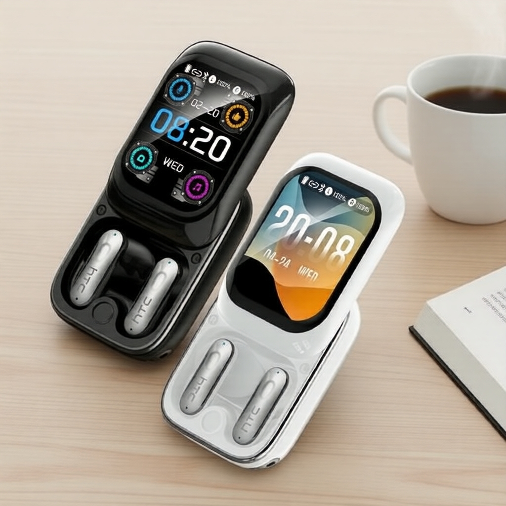 HTC NE48 Fones de ouvido estéreo sem fio com cancelamento de ruído, redução de ruído ENC HiFi, à prova d'água