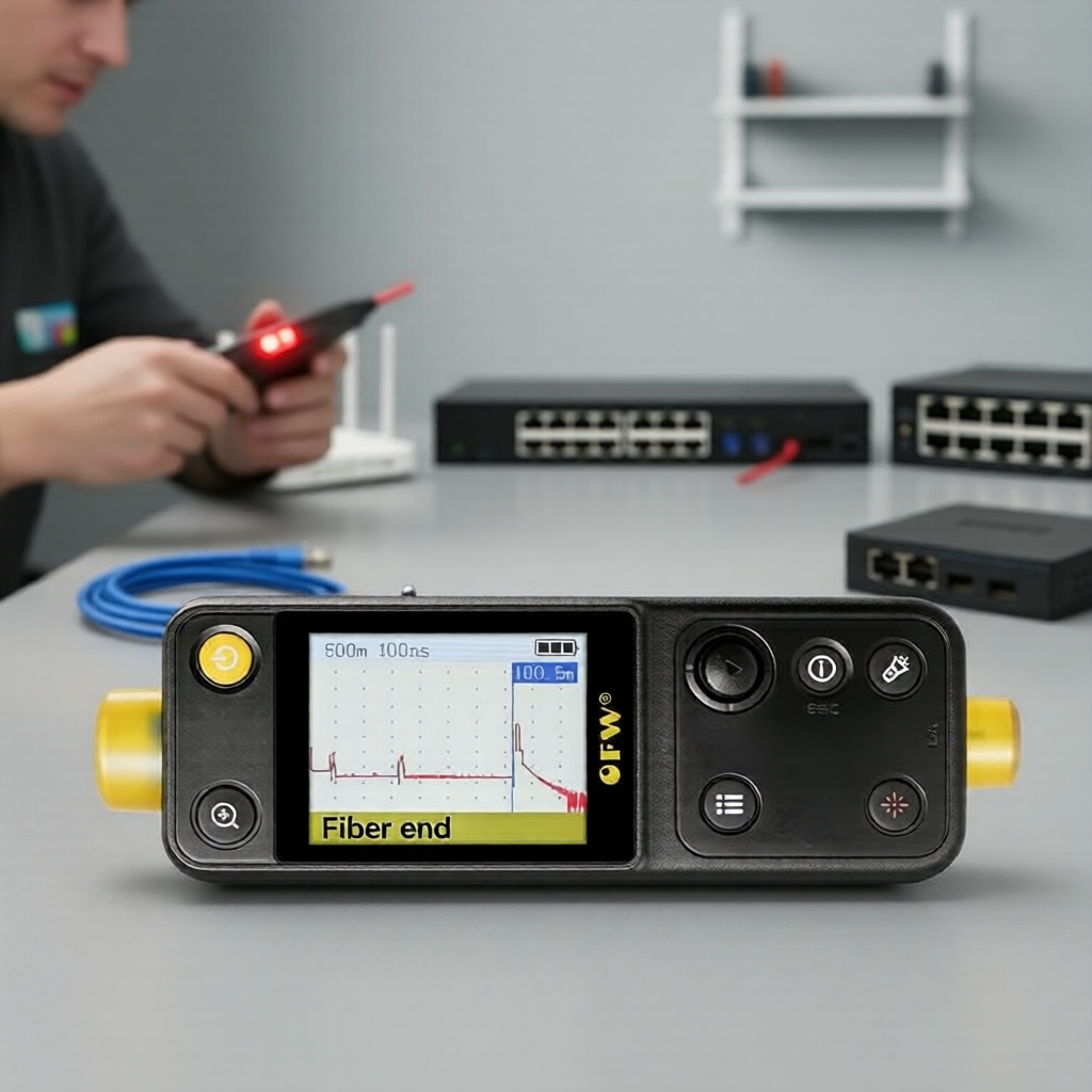 Mini OTDR VFL de Fibra Óptica de 20km com Adaptador UPC/APC & Carregador para Teste e Manutenção de Estabilidade de