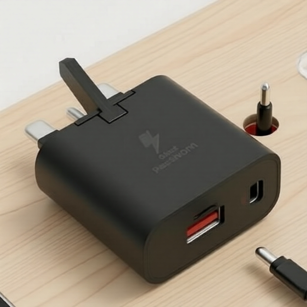 Carregador de 25 W com entrega de potência para Samsung, acessório de carregamento rápido USB-C com plugue do Reino
