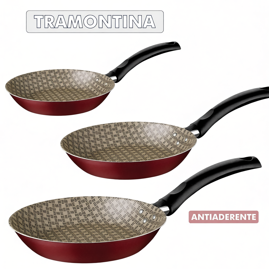 Frigideiras Antiaderente 16 20 ou 24 cm Turim com Textura Paris Starflon Max da Tramontina