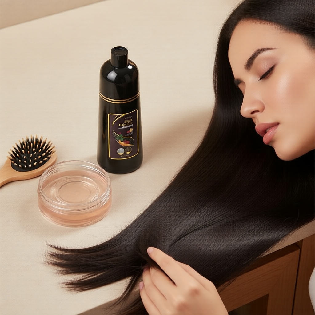  Shampoo Preto Brilhante | Brilho Intenso & Hidratação Profunda, Cobertura de Cabelos Brancos, Fórmula Nutritiva Beirou