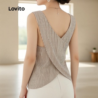 Lovito Top Feminino Casual Sem Mangas para Primavera/Verão Marrom L157ED433 em Oferta na Shopee