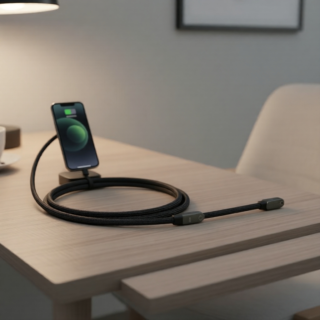 Cabo de carregamento rápido 2 em 1 USB-C para USB-C 240W, suporte dobrável para mesa, transferência de dados