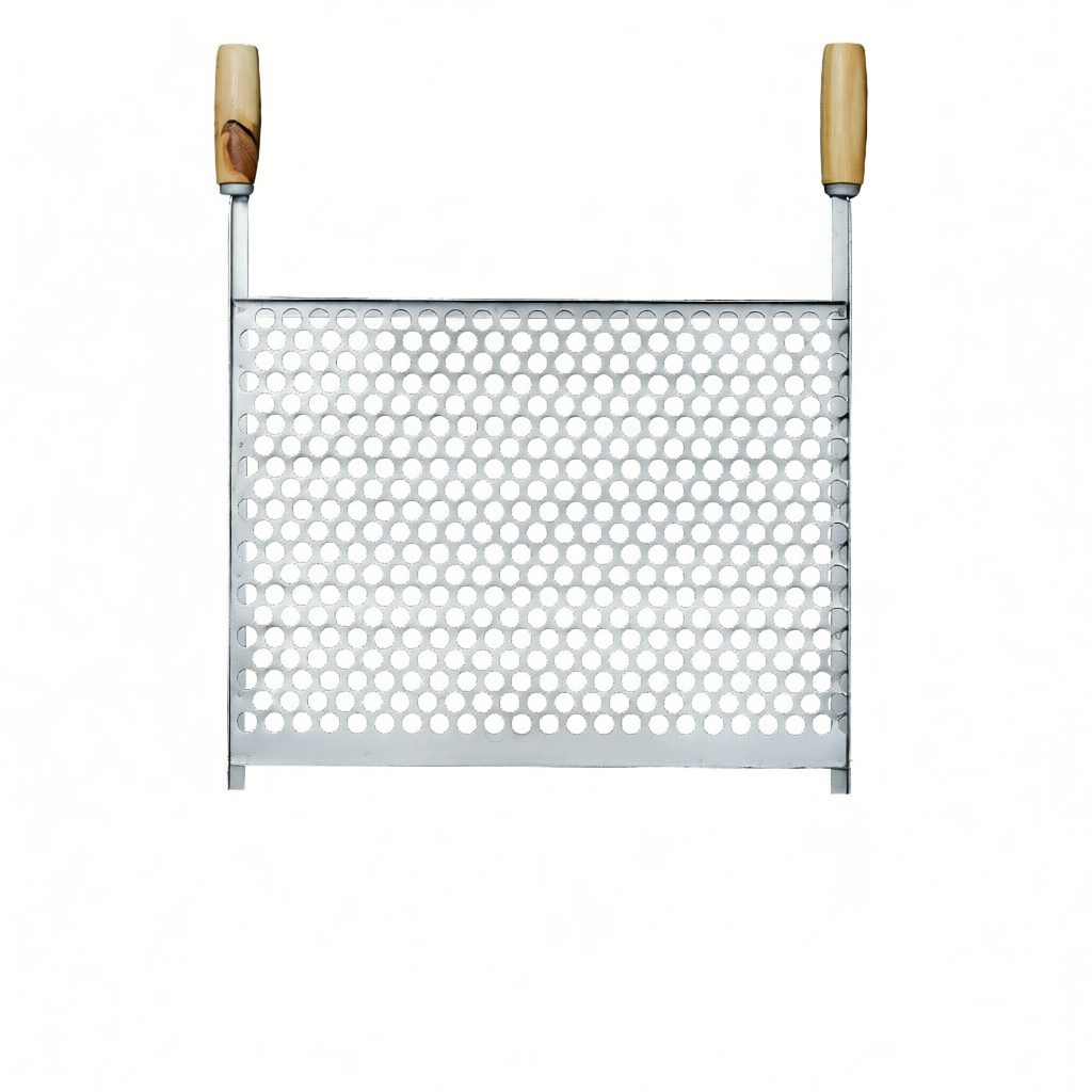 Grelha Para Churrasqueira Com Cabo Não Enferruja 50x40cm 36x33cm Leve Moeda Tela Pré Moldada Carne Bafo