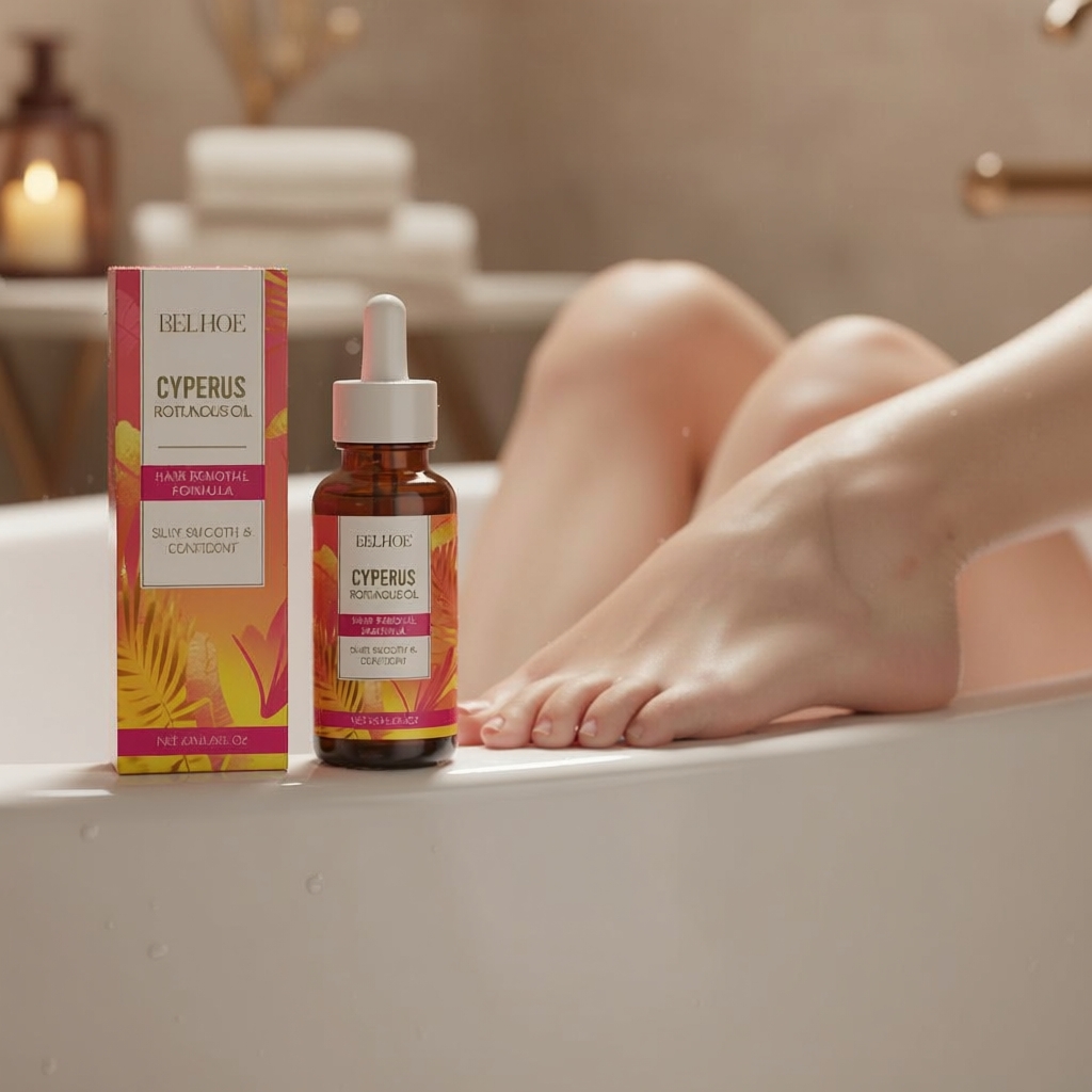 Óleo Removedor de Pelos 60ml - Infundido com Tioglicolato de Potássio e Extrato de Raiz de Nutgrass