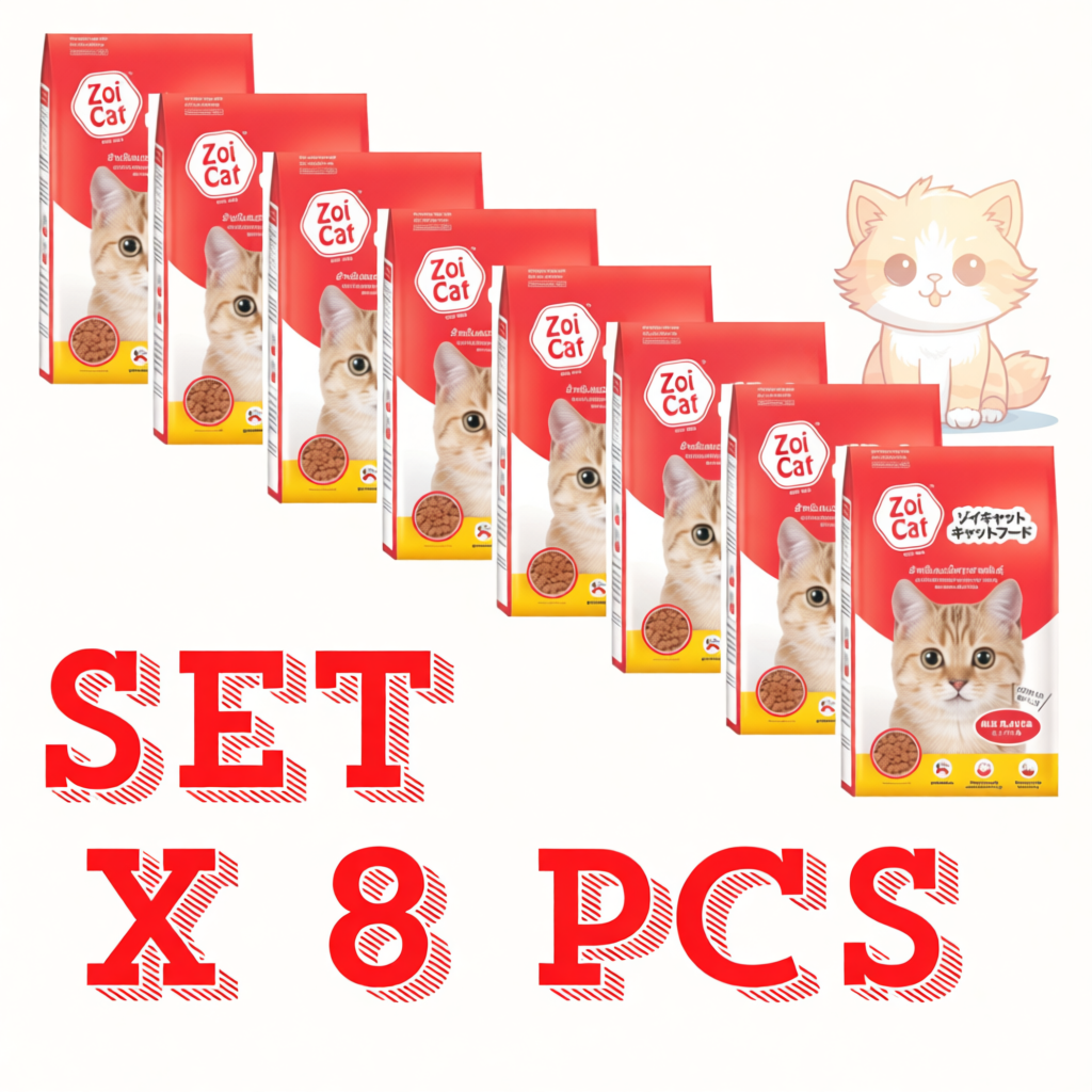 อาหารแมวซอยแคท Zoi Cat 1 กก. รสรวมมิตร แพ็ค 8 ถุง สำหรับแมวโตทุกสายพันธุ์