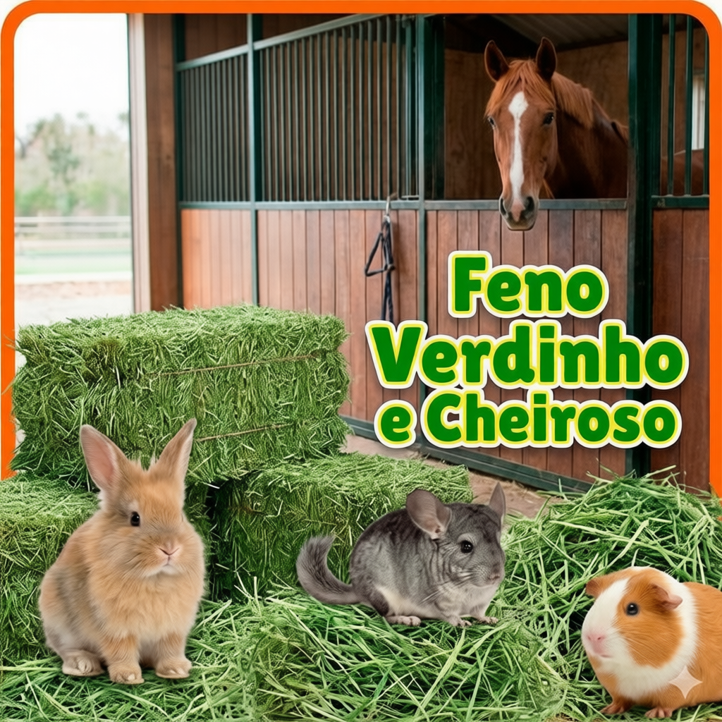 Feno Seco em Pacotes (1kg, 2kg, 3kg, 5kg) - Alimentação Roedores, Cabras e Cavalos