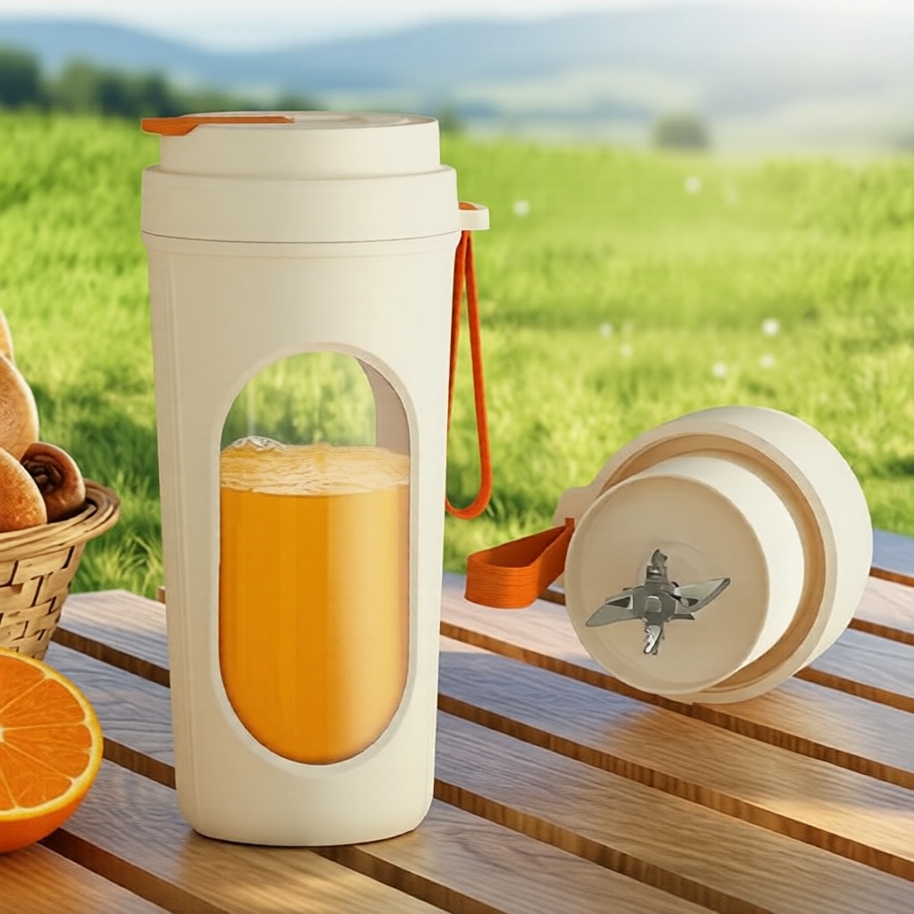  Liquidificador portátil recarregável por USB com copo duplo, misturador elétrico de frutas e liquidificador