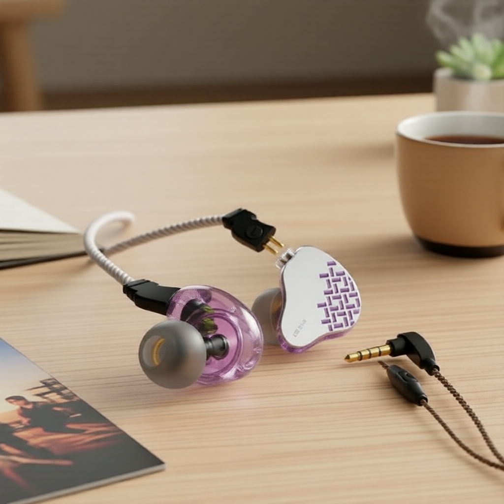 Fones de ouvido com fio KBEAR Rosefinch: placa frontal em liga de zinco de aviação, cancelamento de ruído, cabo