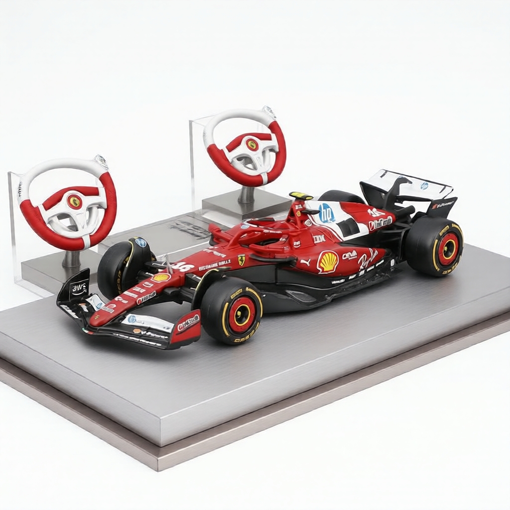 Bburago 1:43 Ferrari SF25 F1 Liga Modelo - Charles Leclerc #16 & Lewis Hamilton #44 Miniatura de Carro