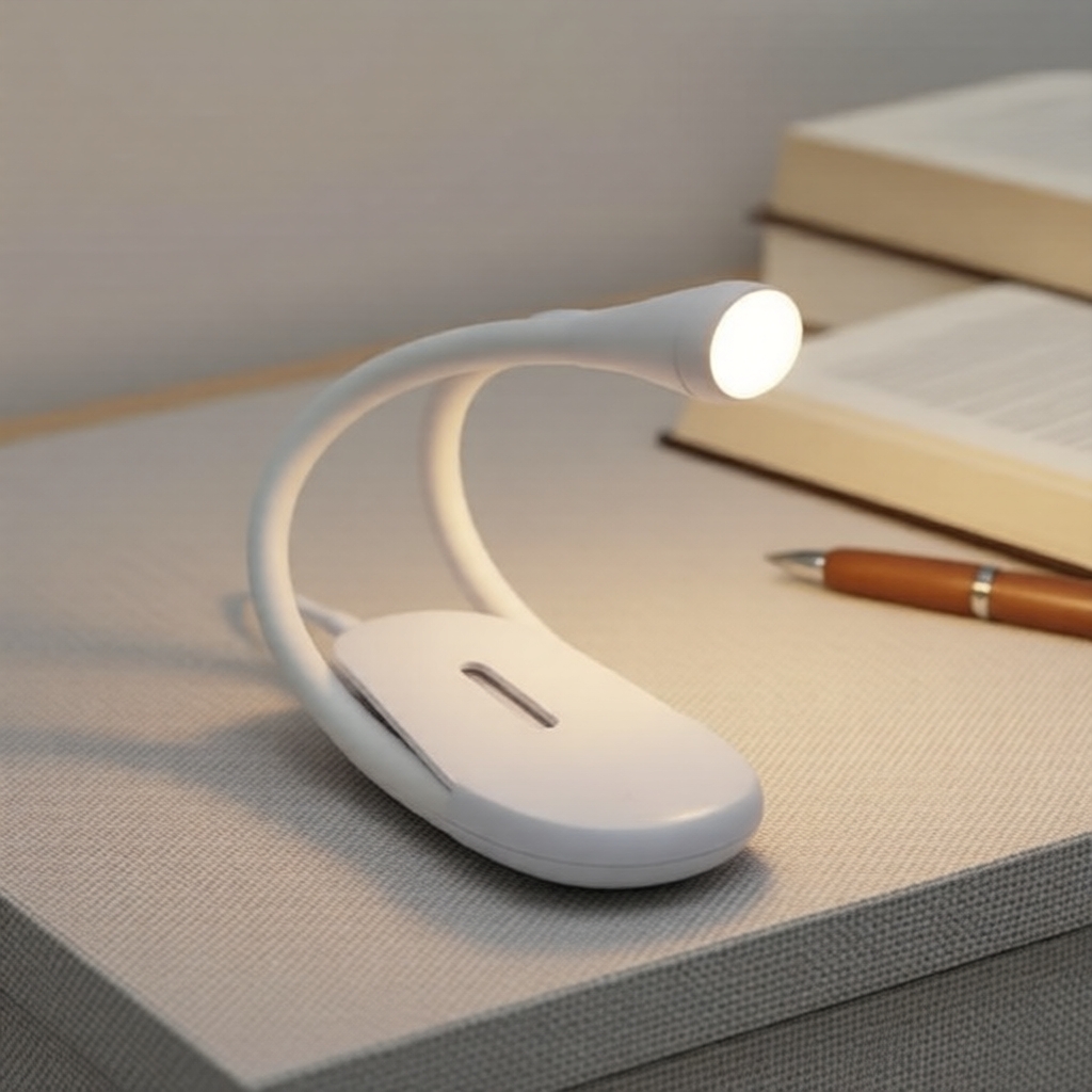 Luminária de Livro LED USB 360° com Presilha - Luz Noturna Segura para os Olhos para Viagem e Cabeceira