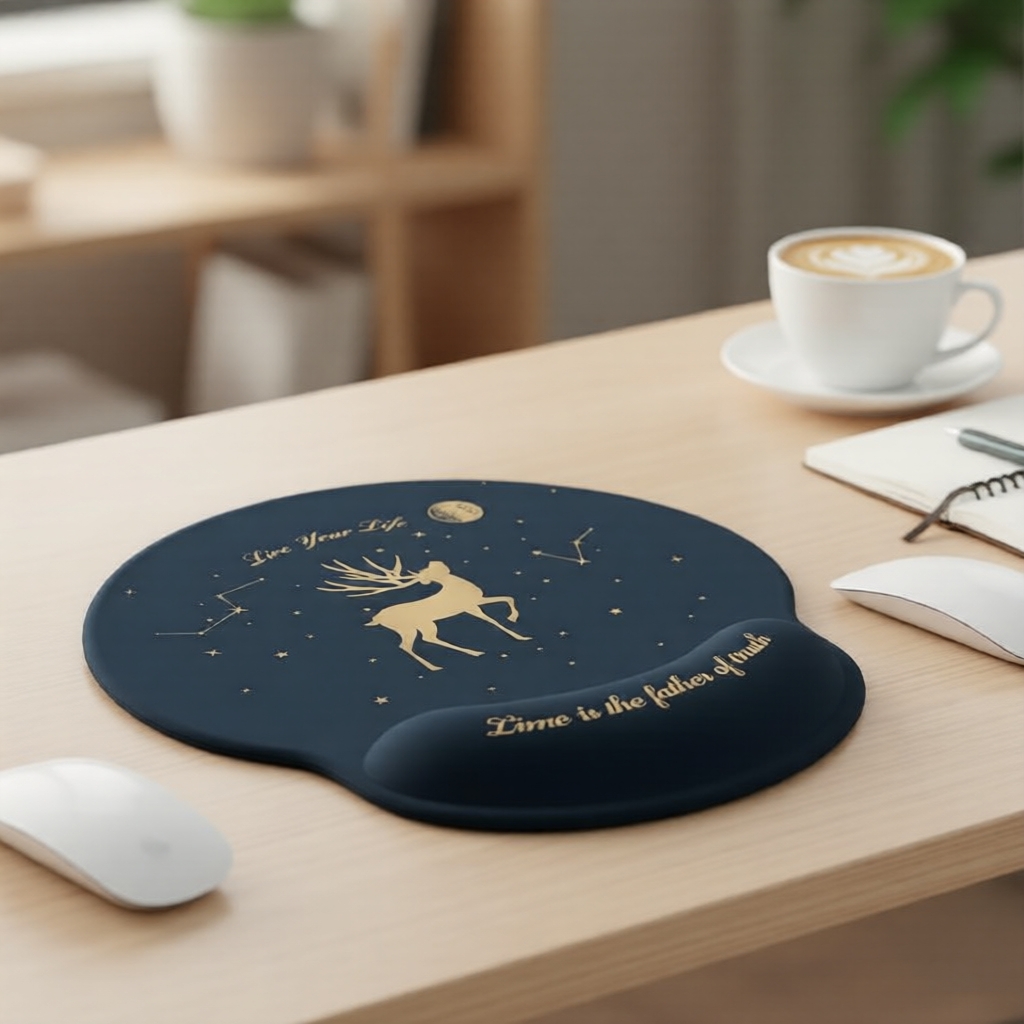 Almofada de Pulso Cartoon Galaxy Veado para Teclado, Apoio de Mão Estético