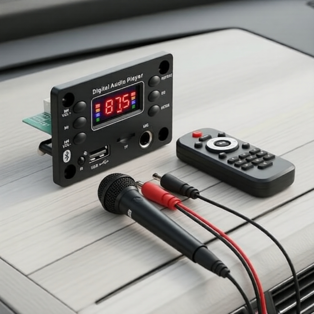 Placa Decodificadora Amplificadora 12V 50W 2x25W Bluetooth, Rádio FM para Carro, Viva-Voz, DIY