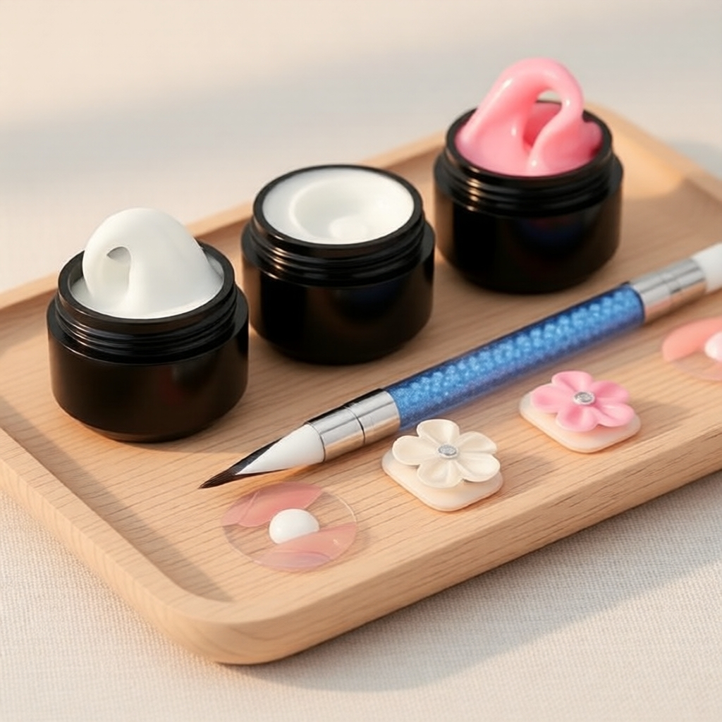 Kit de Unhas em Gel 3D de 4 Peças com Pincel Duplo Sem Aderência, 10 ml, para Modelagem de Unhas DIY em Oferta na Shopee