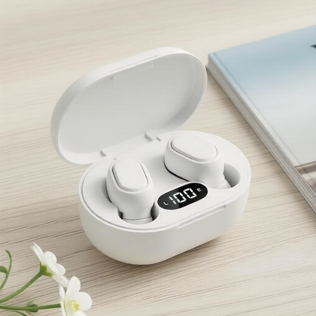Fones de Ouvido Sem Fio E7S, Bluetooth 5.3 TWS, Estéreo 9D HiFi, Cancelamento de Ruído, Visor LED de Bateria, IPX7 à