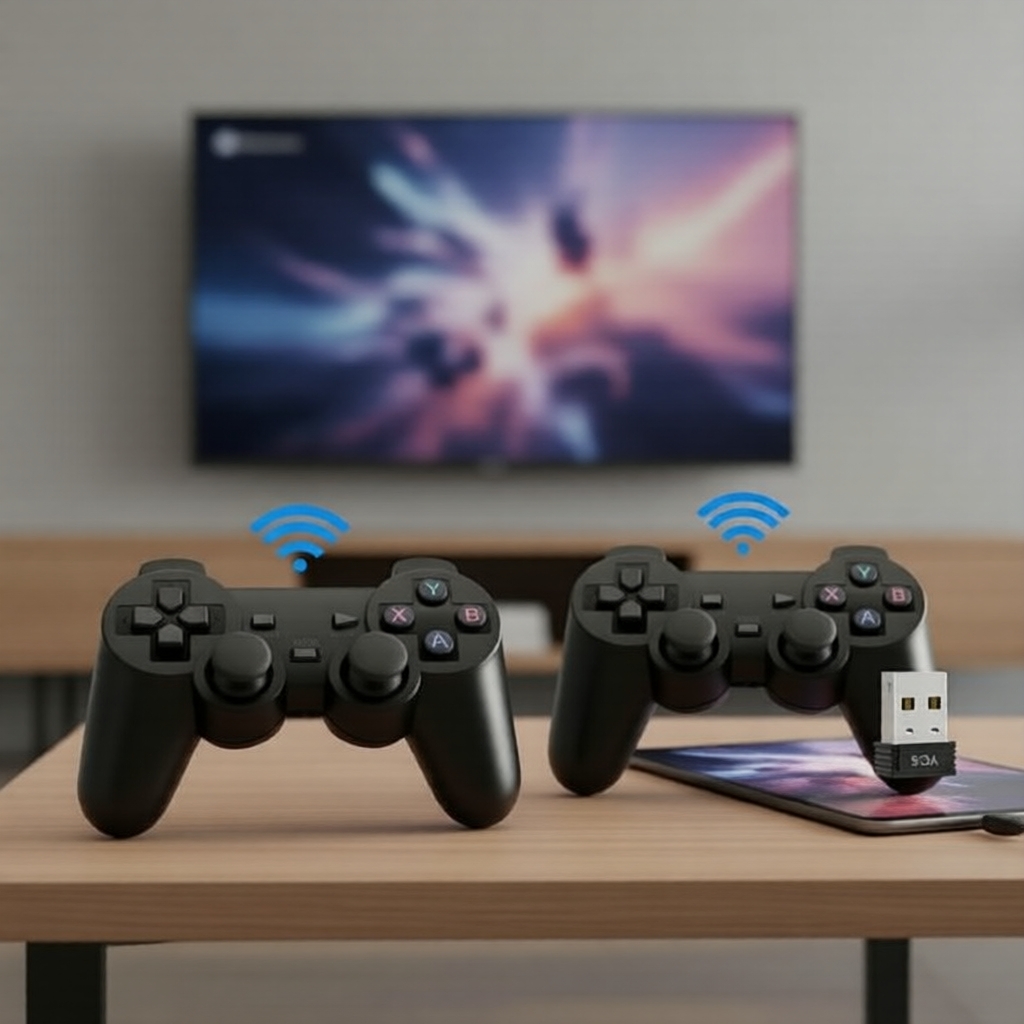 2 Conjunto de Joystick USB Sem Fio 2.4GHz Controle Sem Atraso para PC, Android TV BOX, GAME BOX