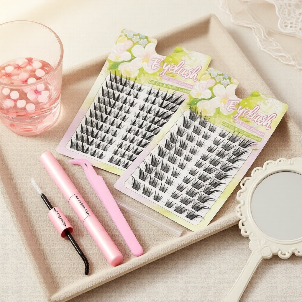 Kit de Cílios de Anime Fofo] Conjunto de 2 Estilos, Macio & Confortável, Com Ferramentas Adesivas, Fácil para Maquiagem