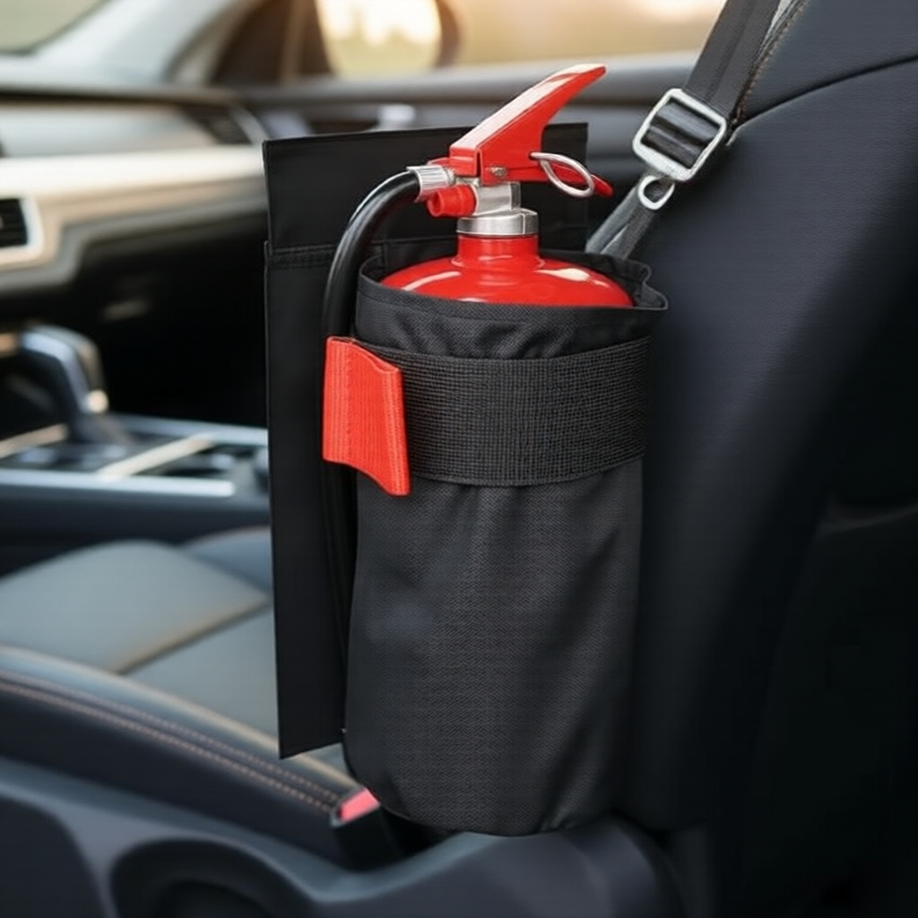 Bolsa de Armazenamento para Porta-Malas e Banco Traseiro para Extintor de Incêndio Veicular, Tecido Oxford com Suporte