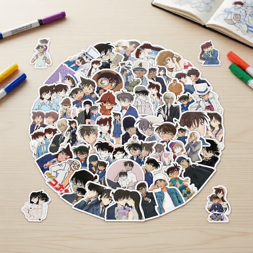 Coleção de 103 Adesivos de Anime Conan Edogawa – Para Capinhas, Bolsas e Organizadores