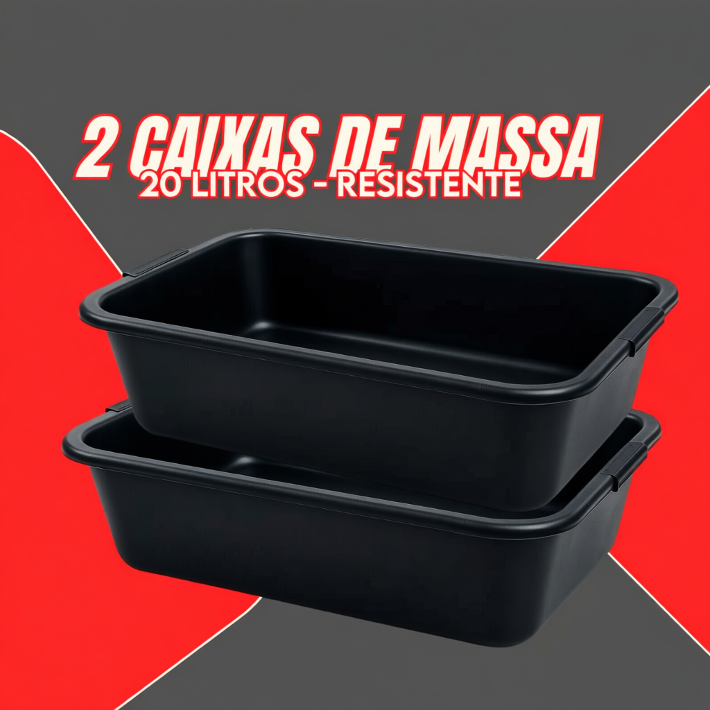 Kit Masseiras Plásticas 20L | Caixa de Massa Resistente Lavável Construção Concreto Cimento