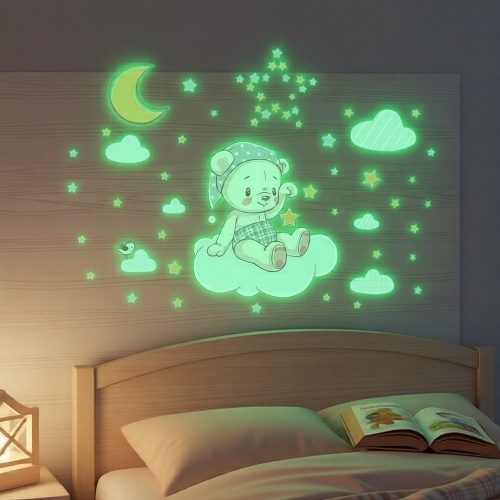 Adesivo Luminoso Estrela Que Brilha no Escuro 1 Unidade 30x30cm, Autoadesivo para Quarto e Sala de Estar