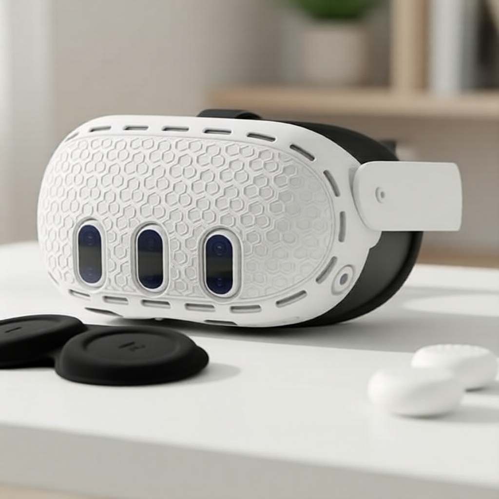Pacote de Acessórios VR Quest 3: Capa de Silicone, Punhos de Mão, Interface Facial e Tampas de Joystick
