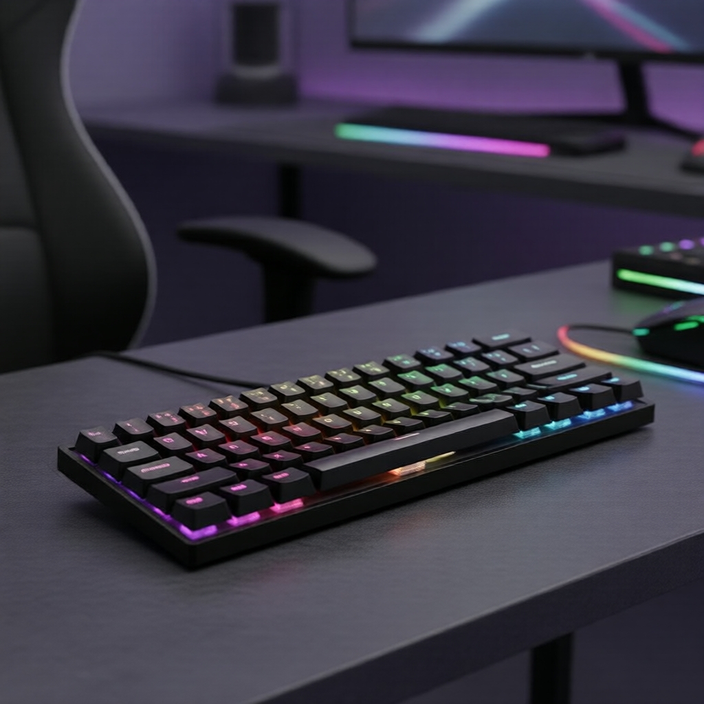 Teclado Mecânico AULA Win 60HE Preto com Fio, Switch Magnético, RGB, Personalizável