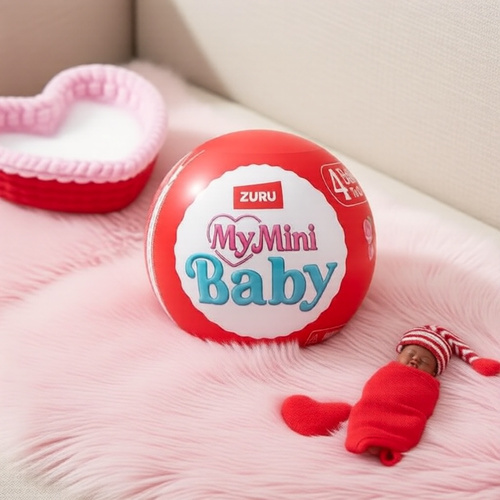 Caixa Surpresa ZURU My Mini Baby Red Egg com Boneca Colecionável Mini + Conjunto de Brincadeira, Adequado para Meninas