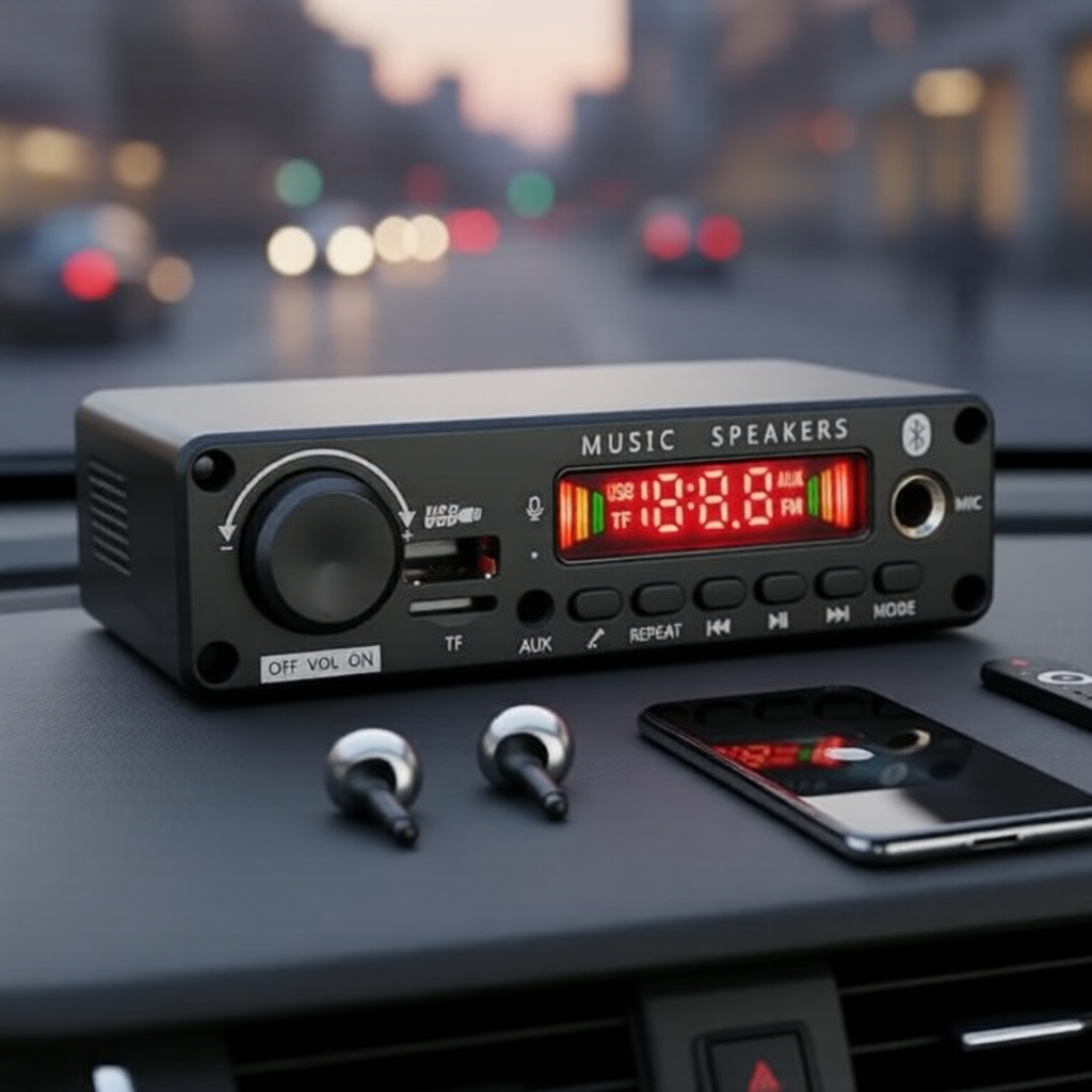  Amplificador Bluetooth 5.3 200W com reprodutor MP3, rádio FM, entradas USB/TF e gravação de microfone