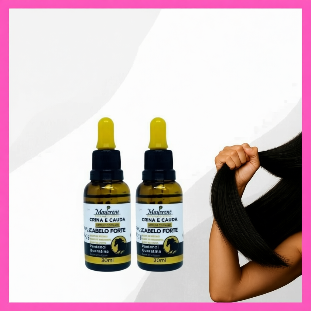 2 unidades Crina e Cauda Sérum Capilar Pantenol e Queratina 30ml Maycrene