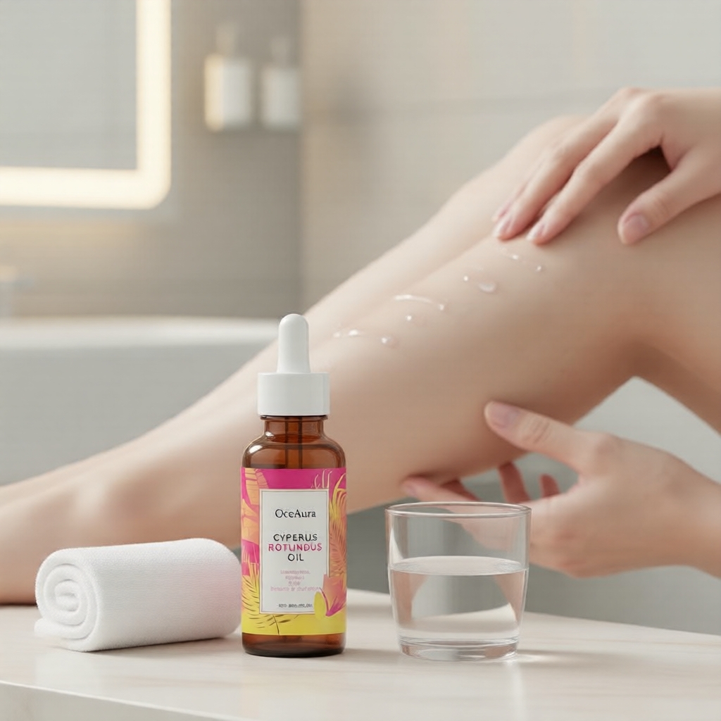Óleo Depilatório Natural 60 ml com Cyperus Rotundus & Folhas de Árvore do Chá, Fórmula Avançada Calmante e Suavizante
