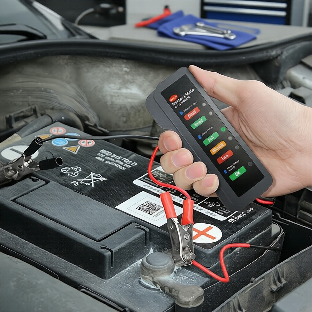 Testador de Bateria e Alternador Vehicle 12V, Ferramenta de Diagnóstico Automotivo com LED