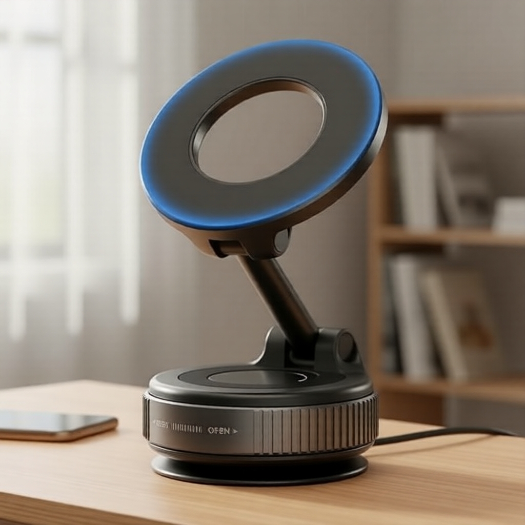 Suporte Magnético de Vácuo para Carro com Rotação 360° e Design Dobrável para Carro, Mesa e Banheiro