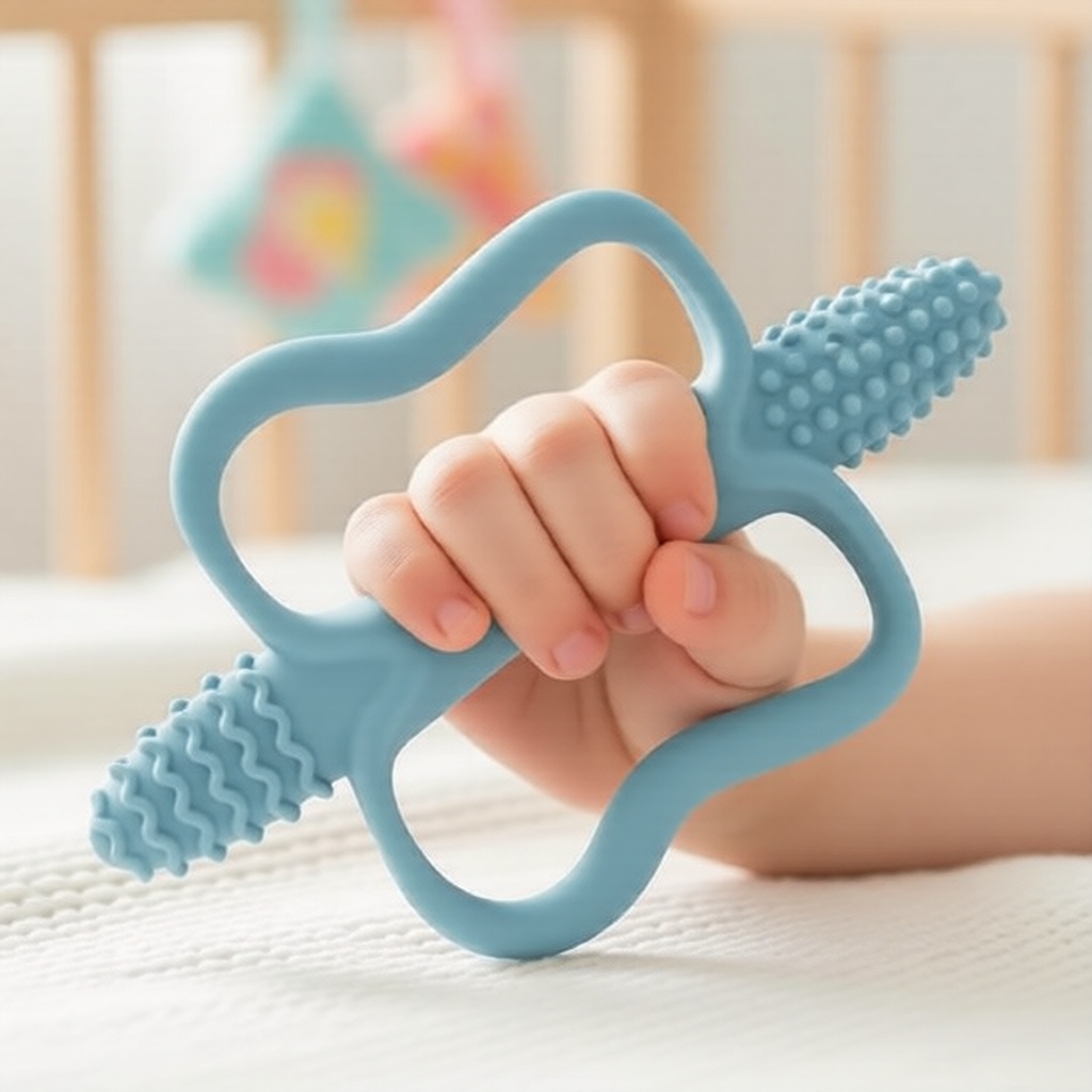  Bastão de dentição de silicone peça única com alça, brinquedo para dentição de bebê