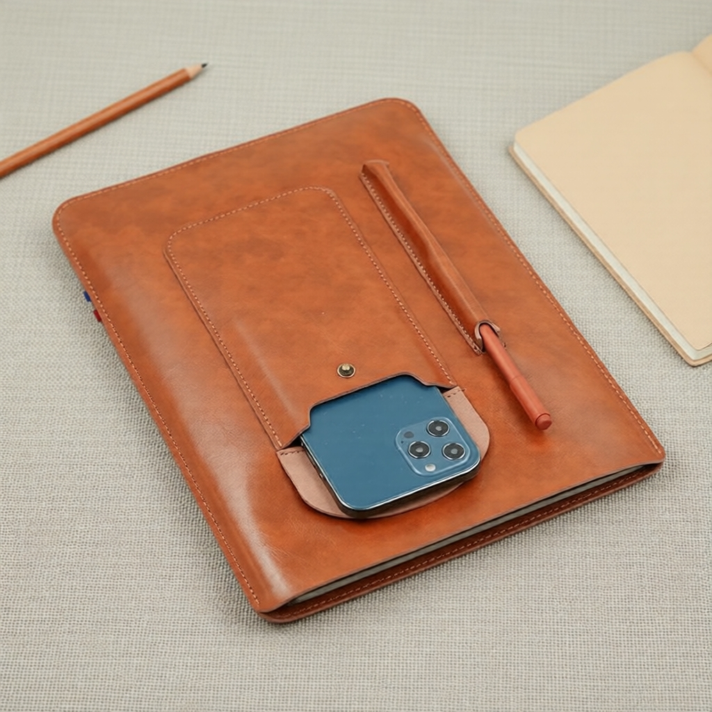  Capa de Couro Minimalista para Laptop, Alça de Transporte para MacBook Air 13 13.3 14 15 16