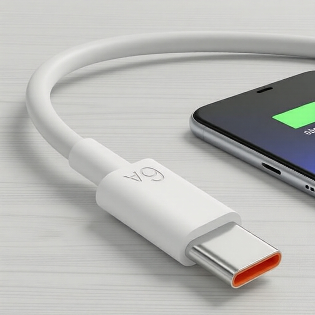 Cabo de Carregamento Rápido USB-C de 1 Metro 6A 33W para Xiaomi Huawei